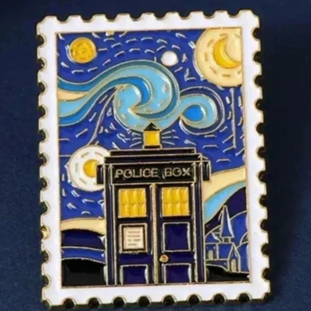 - Doctor Who starry Night  stamps star moon art painting Hot Pin art